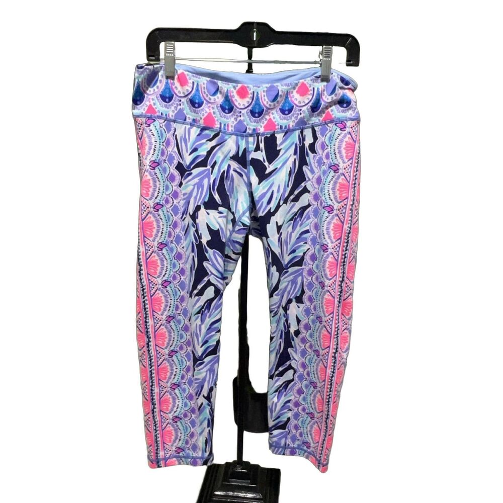Lilly Pulitzer Weekender Crop Luxletic Leggings Bright Navy Flock Together L
